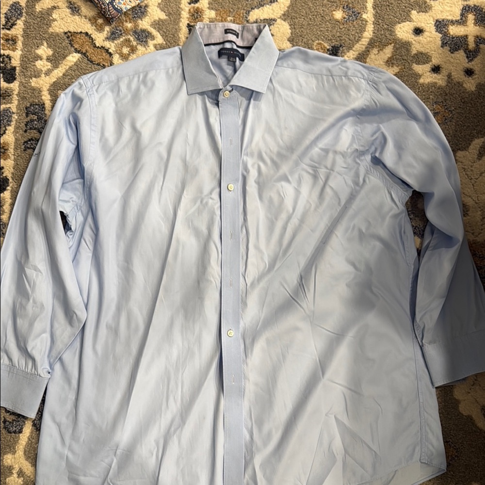 Tommy Hilfiger Blue Dress Shirt with Pointed Collar